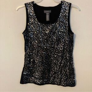 Covington XL black with silver sequin animal print sleeveless tank/shell